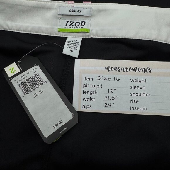 NWT Izod Cool FX Black White Pink Golf Active Skort Skirt Short Women’s Size 16 - Picture 13 of 16